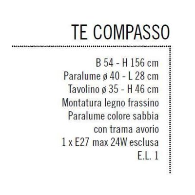 COMPASSO LAMPADA DA TERRA VINTAGE IN LEGNO FRASSINO CON TAVOLINO APPOGGIO Illuminando - Cristalensi Shop Online