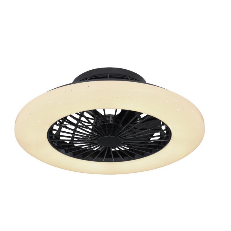TRAVO VENTILATORE A SOFFITTO NERO CON LED DA 30W LUCE DIMMERABILE CON TELECOMANDO INCLUSO Globo Lighting - Cristalensi Shop Onli