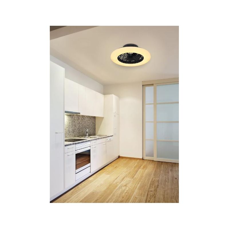 TRAVO VENTILATORE A SOFFITTO NERO CON LED DA 30W LUCE DIMMERABILE CON TELECOMANDO INCLUSO Globo Lighting - Cristalensi Shop Onli