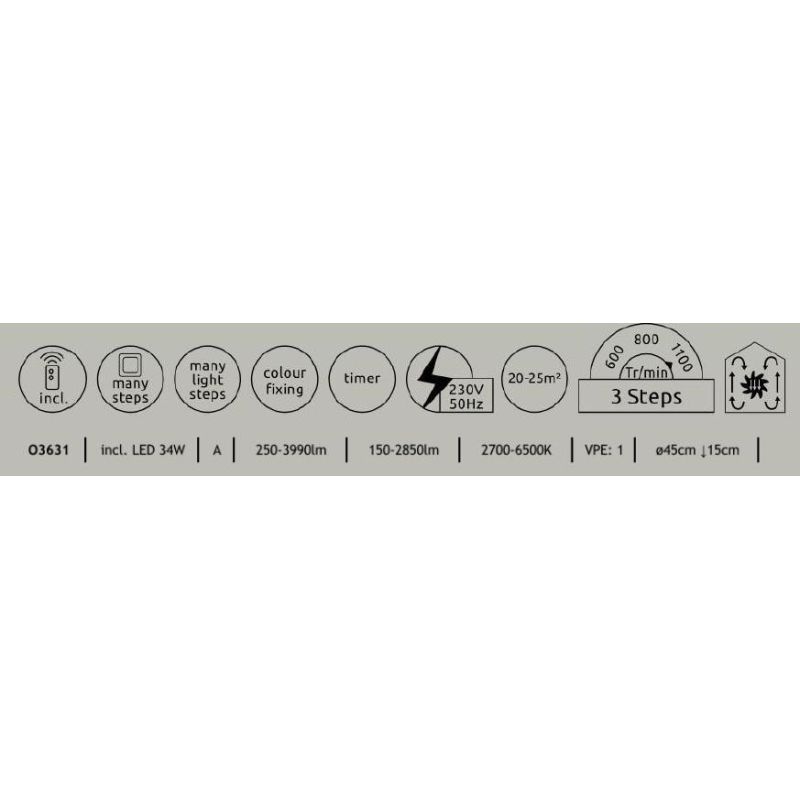 JOEY VENTILATORE BIANCO A SOFFITTO CON LED DA 34W LUCE DIMMERABILE CON TELECOMANDO INCLUSO Globo Lighting - Cristalensi Shop Onl