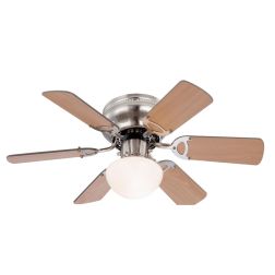 UGO VENTILATORE A SOFFITTO CROMO PALE REVERSIBILI CON CATENELLA E LAMPADINA ATTACCO E27 Globo Lighting - Cristalensi Shop Online 2