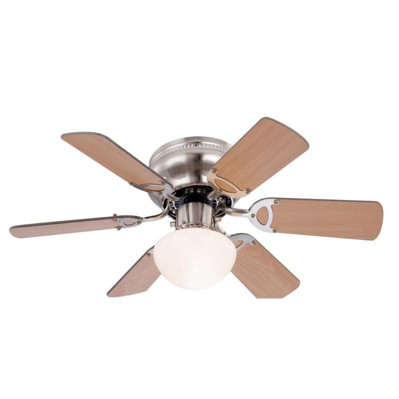 UGO VENTILATORE A SOFFITTO CROMO PALE REVERSIBILI CON CATENELLA E LAMPADINA ATTACCO E27 Globo Lighting - Cristalensi Shop Online
