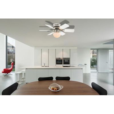 UGO VENTILATORE A SOFFITTO CROMO PALE REVERSIBILI CON CATENELLA E LAMPADINA ATTACCO E27 Globo Lighting - Cristalensi Shop Online