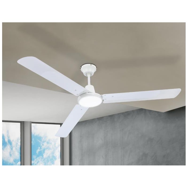 FERRO VENTILATORE A SOFFITTO BIANCO SENZA LUCE 3 PALE DIAMETRO 142 CM CON TELECOMANDO INCLUSO Globo Lighting - Cristalensi Shop 