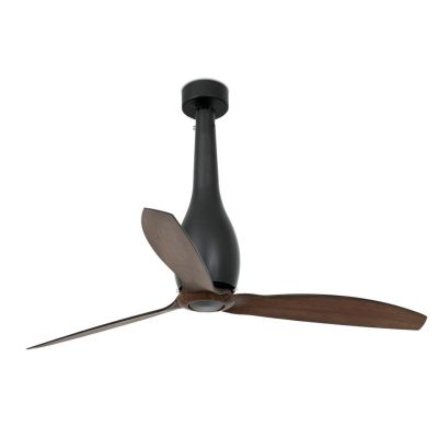 ETERFAN VENTILATORE DI DIAMETRO 128 CM CON FUSTO IN VETRO NERO CON PALE COLOR LEGNO O NERE FARO VENTILATORI - Cristalensi Shop O