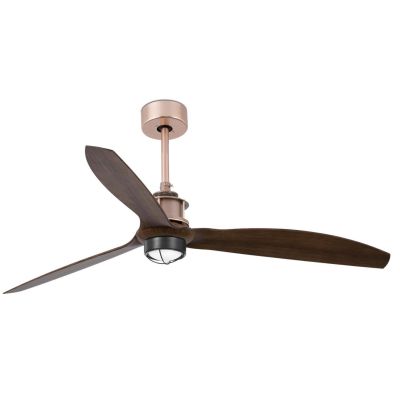 JUST FAN VENTILATORE A SOFFITTO RAME O OTTONE CON PALE NOCE LUCE LED 17W CON TELECOMANDO INCLUSO FARO VENTILATORI - Cristalensi