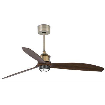 JUST FAN VENTILATORE A SOFFITTO RAME O OTTONE CON PALE NOCE LUCE LED 17W CON TELECOMANDO INCLUSO FARO VENTILATORI - Cristalensi