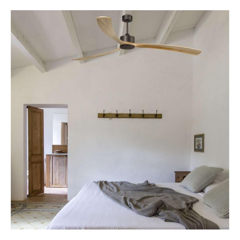 KAUAI VENTILATORE MARRONE O BIANCO DIAMETRO CM 240 SENZA LUCE CON PALE IN LEGNO E TELECOMANDO INCLUSO FARO VENTILATORI - Cristal