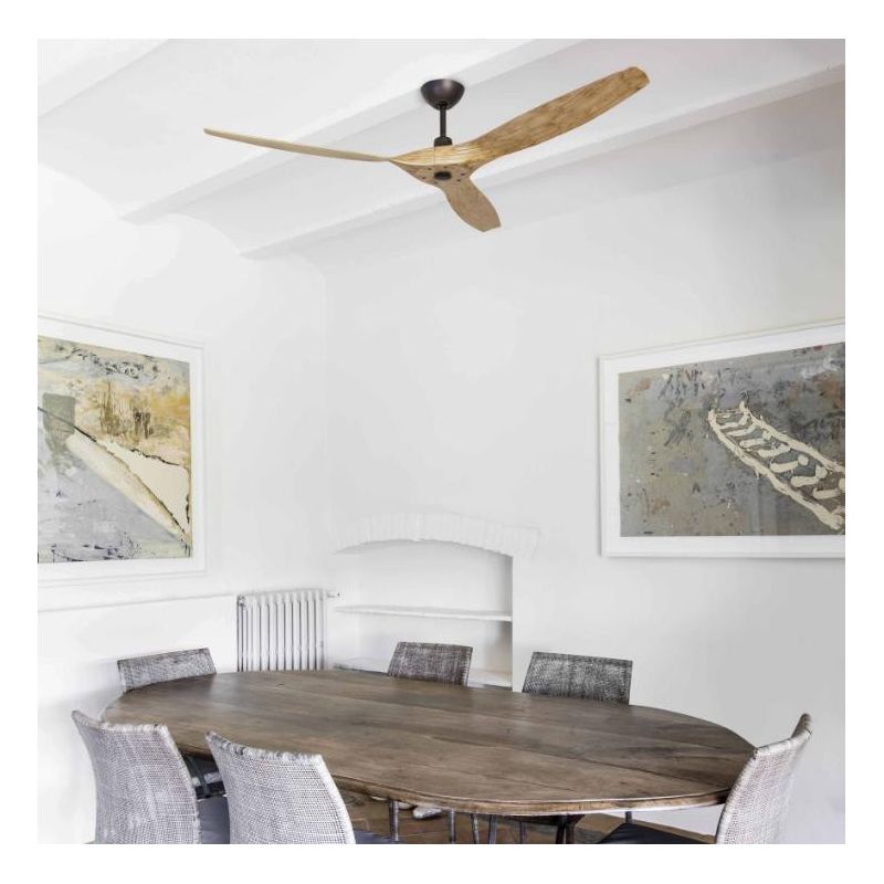 MOREA VENTILATORE SENZA LUCE CON 3 PALE PINO O NOGAL DIAMETRO CM 150 CON TELECOMANDO INCLUSO FARO VENTILATORI - Cristalensi Shop