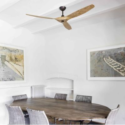 MOREA VENTILATORE SENZA LUCE CON 3 PALE PINO O NOGAL DIAMETRO CM 150 CON TELECOMANDO INCLUSO FARO VENTILATORI - Cristalensi Shop