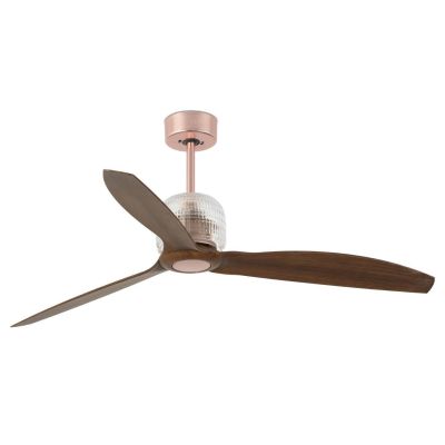 DECOFAN VENTILATORE FINITURA RAME O OTTONE PALE MOGANO SENZA LUCE DIAMETRO CM 128 E TELECOMANDO FARO VENTILATORI - Cristalensi S