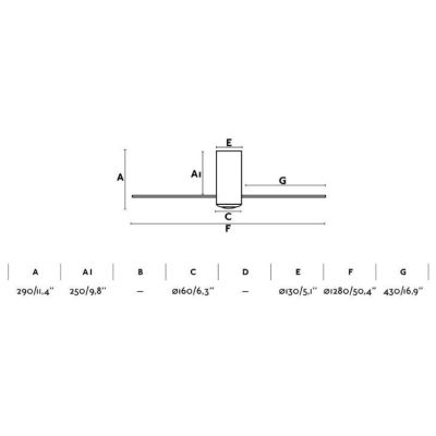 MINI TUBE VENTILATORE BIANCO O NERO LUCIDO PALE TRASPARENTI SENZA LUCE DIAMETRO CM 128 TELECOMANDO FARO VENTILATORI - Cristalens