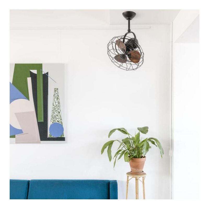 KEIKI VENTILATORE A SOFFITTO MARRONE INCLINABILE CON GABBIA E PALE IN LEGNO SENZA LUCE FARO VENTILATORI - Cristalensi Shop Onlin