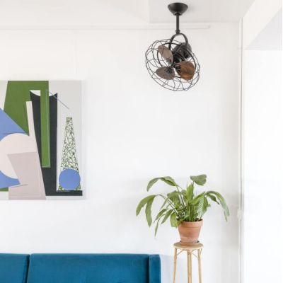 KEIKI VENTILATORE A SOFFITTO MARRONE INCLINABILE CON GABBIA E PALE IN LEGNO SENZA LUCE FARO VENTILATORI - Cristalensi Shop Onlin