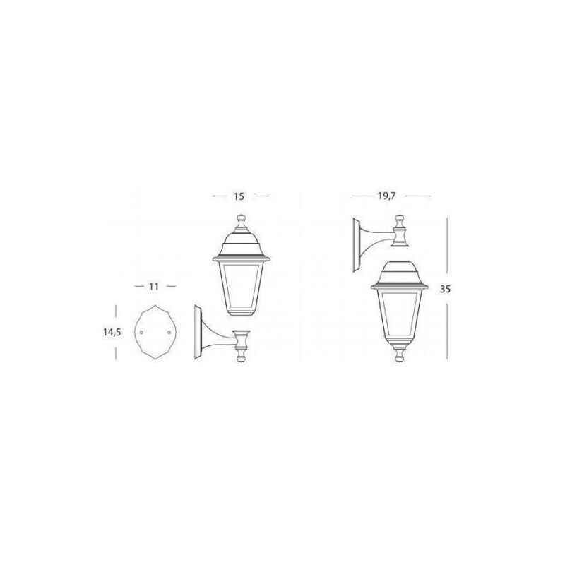 DEVIL APPLIQUE LANTERNA UP & DOWN IP44 PER AMBIENTI ESTERNI IN TERMOPLASTICO NERO E DIFFUSORE IN VETRO Sovil - Cristalensi Shop 
