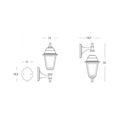 DEVIL APPLIQUE LANTERNA UP & DOWN IP44 PER AMBIENTI ESTERNI IN TERMOPLASTICO NERO E DIFFUSORE IN VETRO Sovil - Cristalensi Shop 