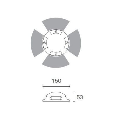 UPPER CALPESTABILE 4 LUCI SENZA SCASSO DIAM CM15 CON LED INTEGRATO DA 10W SOSTITUIBILE IP65 DI SOVIL Sovil - Cristalensi Shop On