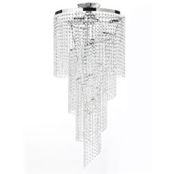 ELICA PLAFONIERA MEDIA IN METALLO CROMO CON CRISTALLI DIAMETRO CM 35 DESIGN MODERNO CRISTALENSI LIGHT - Cristalensi Shop Online