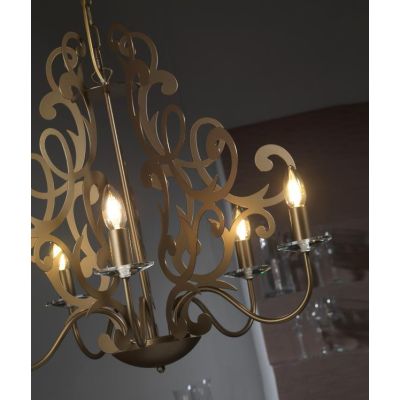 LAMPADARIO A SOSPENSIONE CLASSICO 5 LUCI IN METALLO FINITURA BRONZO CRISTALENSI LIGHT - Cristalensi Shop Online