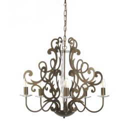 LAMPADARIO A SOSPENSIONE CLASSICO 5 LUCI IN METALLO FINITURA BRONZO CRISTALENSI LIGHT - Cristalensi Shop Online 2