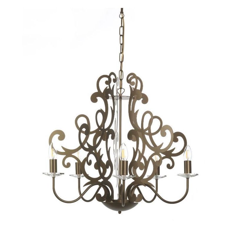 LAMPADARIO A SOSPENSIONE CLASSICO 5 LUCI IN METALLO FINITURA BRONZO CRISTALENSI LIGHT - Cristalensi Shop Online