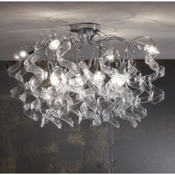 271-PL8 MARILYN PLAFONIERA 8 LUCI IN METALLO CROMO CON RICCIOLI DECORATIVI IN VETRO 7 COLORI Padana Lampadari - Cristalensi Shop 2