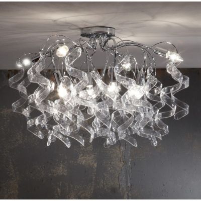 271-PL8 MARILYN PLAFONIERA 8 LUCI IN METALLO CROMO CON RICCIOLI DECORATIVI IN VETRO 7 COLORI Padana Lampadari - Cristalensi Shop