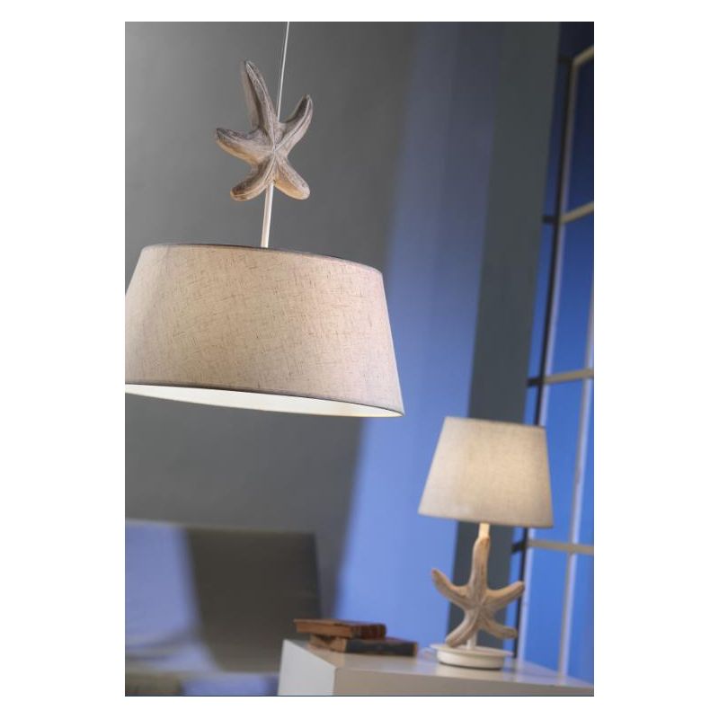 STELLINA LAMPADA DA TAVOLO COUNTRY CON PARALUME IN TESSUTO SABBIA E STELLA MARINA DECORATIVA CRISTALENSI LIGHT - Cristalensi Sho