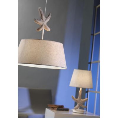 STELLINA LAMPADA DA TAVOLO COUNTRY CON PARALUME IN TESSUTO SABBIA E STELLA MARINA DECORATIVA CRISTALENSI LIGHT - Cristalensi Sho