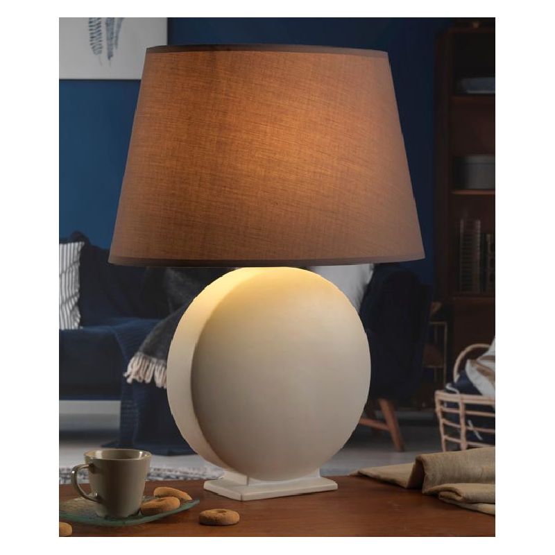 ZEN LAMPADA DA TAVOLO GRANDE CLASSICA IN CERAMICA AVORIO CON PARALUME IN TESSUTO TORTORA CRISTALENSI LIGHT - Cristalensi Shop On