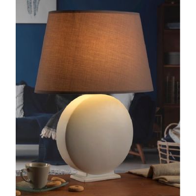 ZEN LAMPADA DA TAVOLO GRANDE CLASSICA IN CERAMICA AVORIO CON PARALUME IN TESSUTO TORTORA CRISTALENSI LIGHT - Cristalensi Shop On