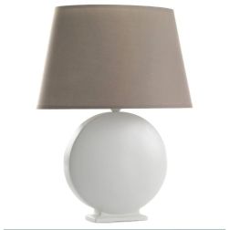 ZEN LAMPADA DA TAVOLO GRANDE CLASSICA IN CERAMICA AVORIO CON PARALUME IN TESSUTO TORTORA CRISTALENSI LIGHT - Cristalensi Shop On 2
