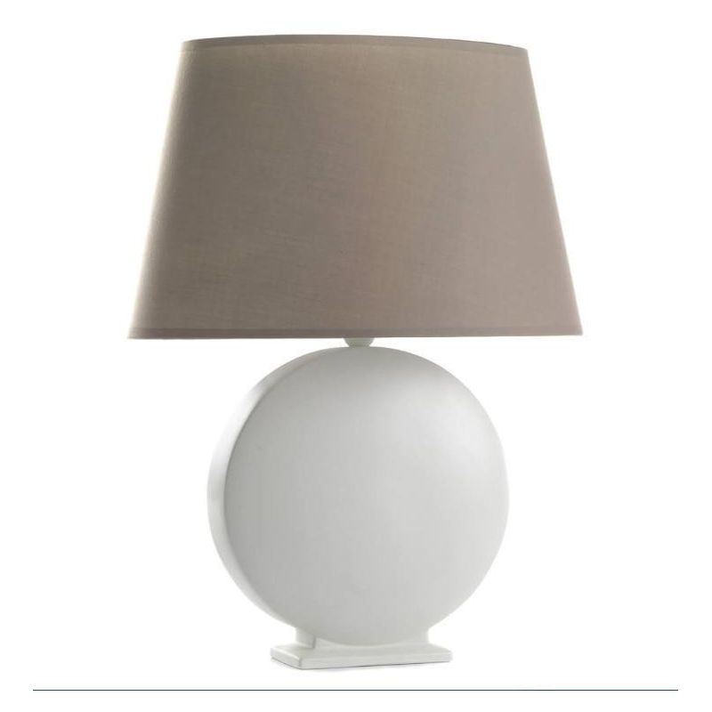 ZEN LAMPADA DA TAVOLO GRANDE CLASSICA IN CERAMICA AVORIO CON PARALUME IN TESSUTO TORTORA CRISTALENSI LIGHT - Cristalensi Shop On