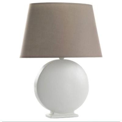 ZEN LAMPADA DA TAVOLO GRANDE CLASSICA IN CERAMICA AVORIO CON PARALUME IN TESSUTO TORTORA CRISTALENSI LIGHT - Cristalensi Shop On