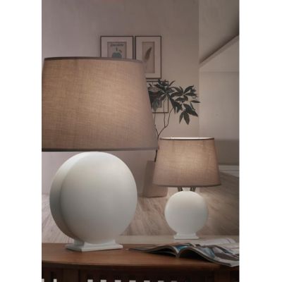 ZEN LAMPADA DA TAVOLO GRANDE CLASSICA IN CERAMICA AVORIO CON PARALUME IN TESSUTO TORTORA CRISTALENSI LIGHT - Cristalensi Shop On