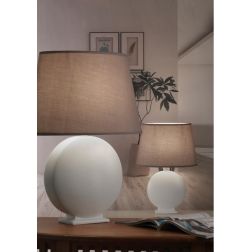 ZEN LAMPADA DA TAVOLO CLASSICA IN CERAMICA AVORIO CON PARALUME IN TESSUTO TORTORA CRISTALENSI LIGHT - Cristalensi Shop Online 2