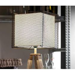 ZAZU LAMPADA DA TAVOLO CON BASE TREPPIEDI IN LEGNO E PARALUME IN METALLO MARRONE E TESSUTO CRISTALENSI LIGHT - Cristalensi Shop 2