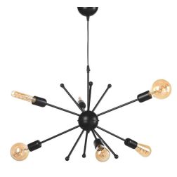 GALASSIA LAMPADARIO VINTAGE 6 LUCI CON BRACCI IN METALLO NERO LAMPADINE A VISTA ATTACCO E27 CRISTALENSI LIGHT - Cristalensi Shop