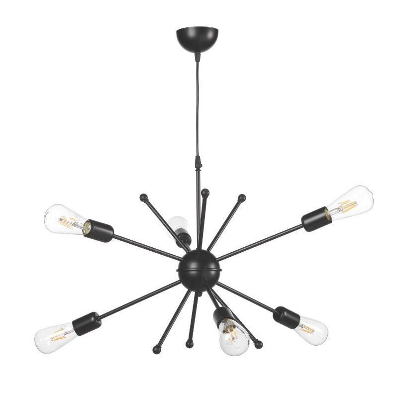 GALASSIA LAMPADARIO VINTAGE 6 LUCI CON BRACCI IN METALLO NERO LAMPADINE A VISTA ATTACCO E27 CRISTALENSI LIGHT - Cristalensi Shop