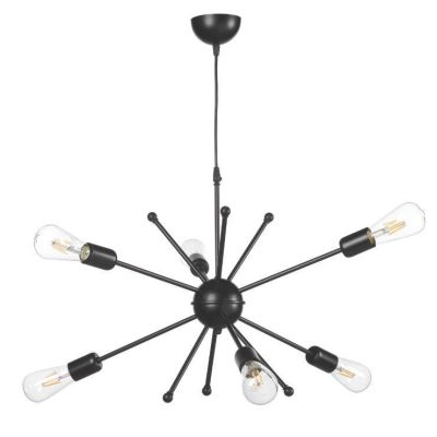 GALASSIA LAMPADARIO VINTAGE 6 LUCI CON BRACCI IN METALLO NERO LAMPADINE A VISTA ATTACCO E27 CRISTALENSI LIGHT - Cristalensi Shop