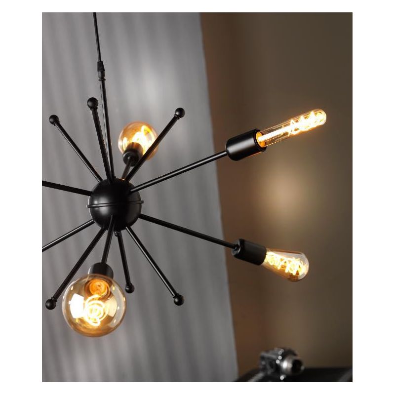 GALASSIA LAMPADARIO VINTAGE 6 LUCI CON BRACCI IN METALLO NERO LAMPADINE A VISTA ATTACCO E27 CRISTALENSI LIGHT - Cristalensi Shop