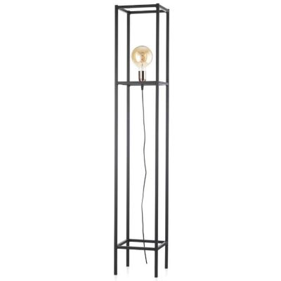 FLOKI PIANTANA STILE VINTAGE H150 IN METALLO NERO FORMA RETTANGOLARE CON LAMPADINA A VISTA CRISTALENSI LIGHT - Cristalensi Shop