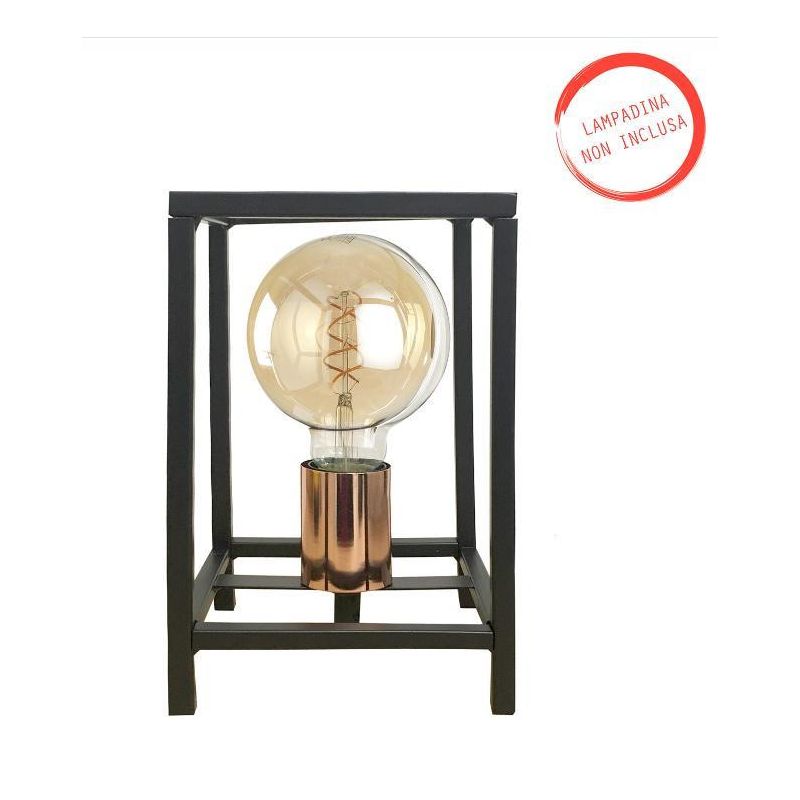 FLOKI LUMETTO STILE VINTAGE QUADRATO IN METALLO NERO CON LAMPADINA A VISTA CRISTALENSI LIGHT - Cristalensi Shop Online