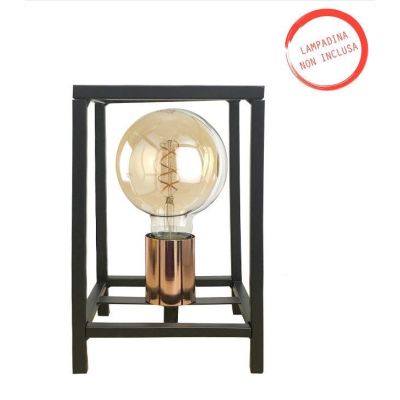 FLOKI LUMETTO STILE VINTAGE QUADRATO IN METALLO NERO CON LAMPADINA A VISTA CRISTALENSI LIGHT - Cristalensi Shop Online