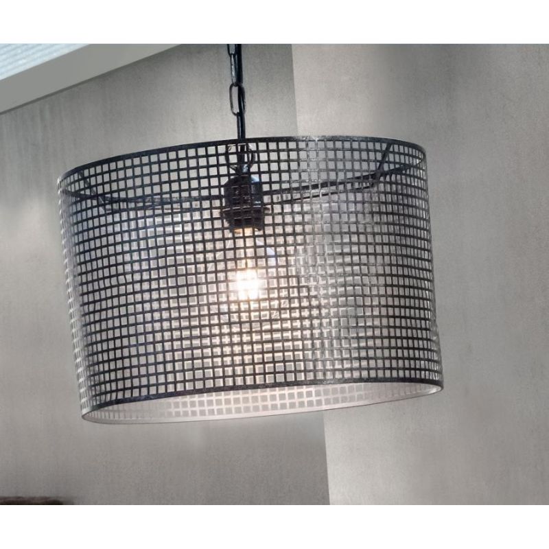 FLAM SOSPENSIONE SINGOLA STILE VINTAGE IN METALLO PERFORATO ANTRACITE LAMPADINA 1XE27 CRISTALENSI LIGHT - Cristalensi Shop Onlin
