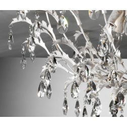 CESTA PLAFONIERA CLASSICA 5 LUCI DIAMETRO CM 65 AVORIO ANTICO CON DECORAZIONI IN CRISTALLO CRISTALENSI LIGHT - Cristalensi Shop 2