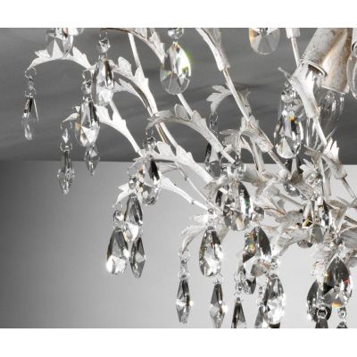 CESTA PLAFONIERA CLASSICA 5 LUCI DIAMETRO CM 65 AVORIO ANTICO CON DECORAZIONI IN CRISTALLO CRISTALENSI LIGHT - Cristalensi Shop