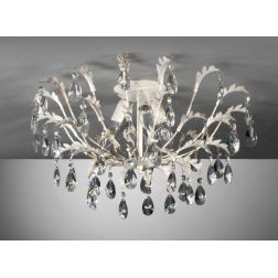 CESTA PLAFONIERA CLASSICA 3 LUCI DIAMETRO CM 55 AVORIO ANTICO CON DECORAZIONI IN CRISTALLO CRISTALENSI LIGHT - Cristalensi Shop