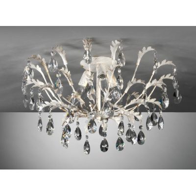 CESTA PLAFONIERA CLASSICA 3 LUCI DIAMETRO CM 55 AVORIO ANTICO CON DECORAZIONI IN CRISTALLO CRISTALENSI LIGHT - Cristalensi Shop
