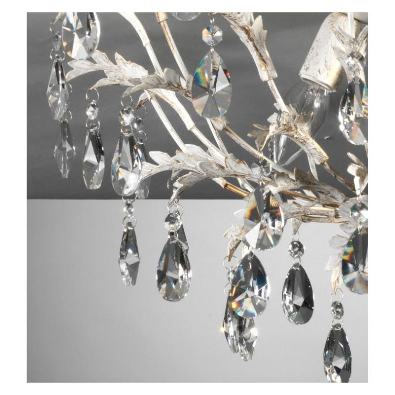 CESTA PLAFONIERA CLASSICA 3 LUCI DIAMETRO CM 55 AVORIO ANTICO CON DECORAZIONI IN CRISTALLO CRISTALENSI LIGHT - Cristalensi Shop